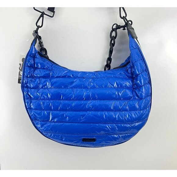 BCBGeneration Blue Quilted Puffer Hobo Bag 2 in 1 Chain Strap Shoulder Bag - Picture 9 of 10